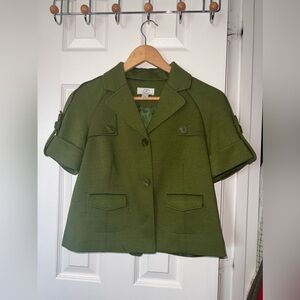LOFT Green Short Sleeved Jacket, Size 6P